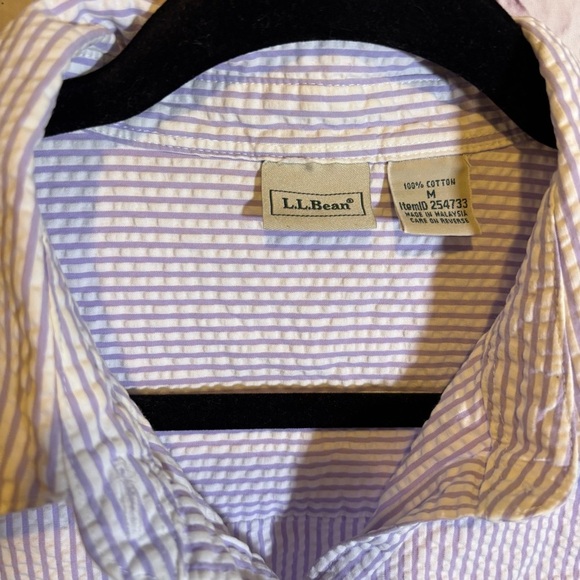 L.L. Bean Striped Purple and White Button-Up Women’s Polo Shirt Medium - Picture 4 of 6